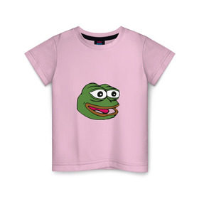 Детская футболка хлопок с принтом Pepe frog в Курске, 100% хлопок | круглый вырез горловины, полуприлегающий силуэт, длина до линии бедер | Тематика изображения на принте: meme pepe мем прикол лягушка
