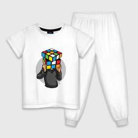Детская пижама хлопок с принтом ГОЛОВОЛОМКА в Курске, 100% хлопок |  брюки и футболка прямого кроя, без карманов, на брюках мягкая резинка на поясе и по низу штанин
 | голова | кубик рубика