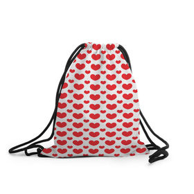 Рюкзак-мешок 3D с принтом Красные сердечки в Курске, 100% полиэстер | плотность ткани — 200 г/м2, размер — 35 х 45 см; лямки — толстые шнурки, застежка на шнуровке, без карманов и подкладки | 