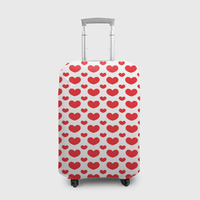 Чехол для чемодана 3D с принтом Красные сердечки в Курске, 86% полиэфир, 14% спандекс | двустороннее нанесение принта, прорези для ручек и колес | 