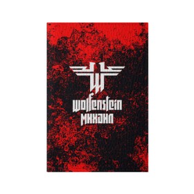 Обложка для паспорта матовая кожа с принтом Михаил в стиле Wolfenstein в Курске, натуральная матовая кожа | размер 19,3 х 13,7 см; прозрачные пластиковые крепления | 