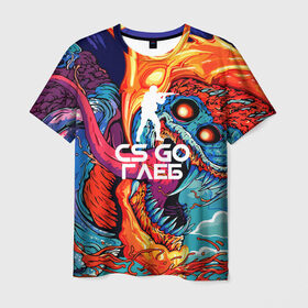Мужская футболка 3D с принтом Глеб в стиле CS GO в Курске, 100% полиэфир | прямой крой, круглый вырез горловины, длина до линии бедер | hyper beast | кс го | скоростной зверь