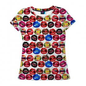 Женская футболка 3D с принтом Lips Pattern в Курске, 100% полиэфир ( синтетическое хлопкоподобное полотно) | прямой крой, круглый вырез горловины, длина до линии бедер | lips | love | pattern | pop art | арт | губы | девушкам | любовь | пафосные | поп арт | поцелуй | текстура | узор