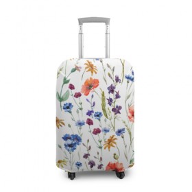 Чехол для чемодана 3D с принтом Полевые цветы в Курске, 86% полиэфир, 14% спандекс | двустороннее нанесение принта, прорези для ручек и колес | 