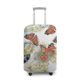 Чехол для чемодана 3D с принтом Мир бабочек в Курске, 86% полиэфир, 14% спандекс | двустороннее нанесение принта, прорези для ручек и колес | бабочки | цветы