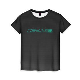 Женская футболка 3D с принтом AMG Turquoise-Carbon в Курске, 100% полиэфир ( синтетическое хлопкоподобное полотно) | прямой крой, круглый вырез горловины, длина до линии бедер | amg | auto | black | carbon | mercedes | turquoise | авто | амг | мерседес