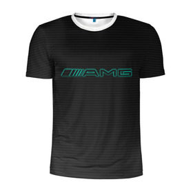 Мужская футболка 3D спортивная с принтом AMG Turquoise-Carbon в Курске, 100% полиэстер с улучшенными характеристиками | приталенный силуэт, круглая горловина, широкие плечи, сужается к линии бедра | amg | auto | black | carbon | mercedes | turquoise | авто | амг | мерседес