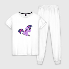 Женская пижама хлопок с принтом My little pony Твайлайт Спаркл в Курске, 100% хлопок | брюки и футболка прямого кроя, без карманов, на брюках мягкая резинка на поясе и по низу штанин | my little pony | твайлайт спаркл
