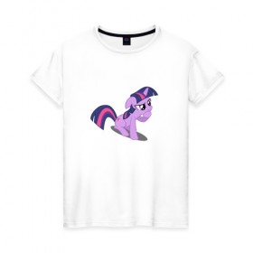 Женская футболка хлопок с принтом My little pony Твайлайт Спаркл в Курске, 100% хлопок | прямой крой, круглый вырез горловины, длина до линии бедер, слегка спущенное плечо | my little pony | твайлайт спаркл