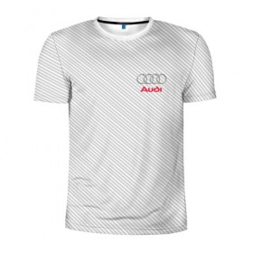 Мужская футболка 3D спортивная с принтом AUDI CARBON в Курске, 100% полиэстер с улучшенными характеристиками | приталенный силуэт, круглая горловина, широкие плечи, сужается к линии бедра | ауди | марка | машины