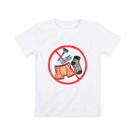 Детская футболка хлопок с принтом Носки не дарить! в Курске, 100% хлопок | круглый вырез горловины, полуприлегающий силуэт, длина до линии бедер | 