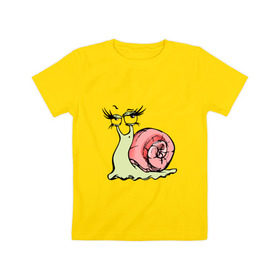 Детская футболка хлопок с принтом Гламурная улитка в Курске, 100% хлопок | круглый вырез горловины, полуприлегающий силуэт, длина до линии бедер | Тематика изображения на принте: гламурная | животные | прикольная | улитка