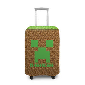 Чехол для чемодана 3D с принтом Алексей-Minecraft в Курске, 86% полиэфир, 14% спандекс | двустороннее нанесение принта, прорези для ручек и колес | алексей | алеша | крипер | леха | леша | майнкрафт