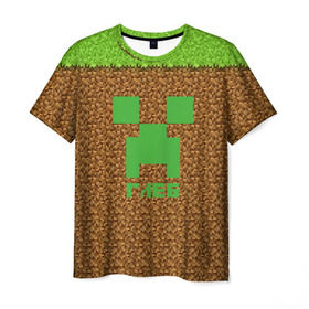 Мужская футболка 3D с принтом Глеб-Minecraft в Курске, 100% полиэфир | прямой крой, круглый вырез горловины, длина до линии бедер | Тематика изображения на принте: крипер | майнкрафт