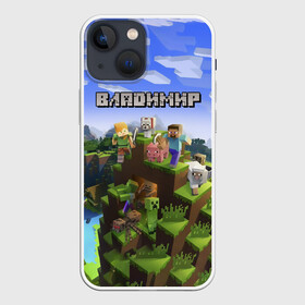 Чехол для iPhone 13 mini с принтом Владимир   Minecraft в Курске,  |  | minecraft | владимир | вова | вовка | вовчик | володя | добывать | игра | игрушка | имя | компьютерная | кубики | майкрафт | майн крафт | майнкрафт | пиксели | пиксель | ремесло | с именем | шахта