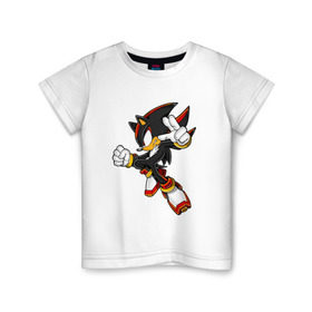 Детская футболка хлопок с принтом Shadow в Курске, 100% хлопок | круглый вырез горловины, полуприлегающий силуэт, длина до линии бедер | Тематика изображения на принте: sonic | соник | шедоу