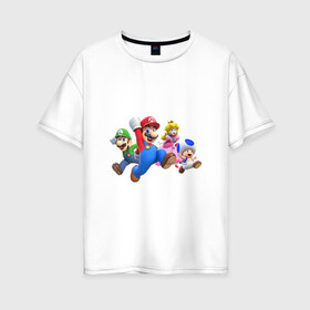 Женская футболка хлопок Oversize с принтом Mario Team в Курске, 100% хлопок | свободный крой, круглый ворот, спущенный рукав, длина до линии бедер
 | nintendo | марио | нинтендо