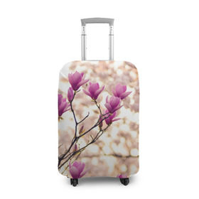 Чехол для чемодана 3D с принтом Сакура в Курске, 86% полиэфир, 14% спандекс | двустороннее нанесение принта, прорези для ручек и колес | Тематика изображения на принте: деревья | красота | небо | природа | сакура | цветение | цветы | япония