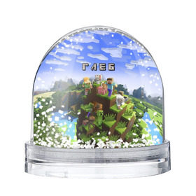 Снежный шар с принтом Глеб - Minecraft в Курске, Пластик | Изображение внутри шара печатается на глянцевой фотобумаге с двух сторон | майнкрафт