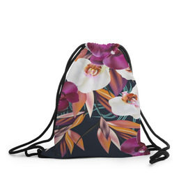 Рюкзак-мешок 3D с принтом Орхидея в Курске, 100% полиэстер | плотность ткани — 200 г/м2, размер — 35 х 45 см; лямки — толстые шнурки, застежка на шнуровке, без карманов и подкладки | flower | букет | краски | орхидеи | природа | текстуры | тропики | тропический | цветочки | цветы