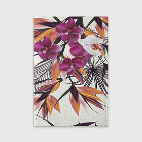 Обложка для паспорта матовая кожа с принтом Fashion flower в Курске, натуральная матовая кожа | размер 19,3 х 13,7 см; прозрачные пластиковые крепления | Тематика изображения на принте: 