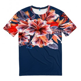Мужская футболка 3D с принтом Цветочная мода в Курске, 100% полиэфир | прямой крой, круглый вырез горловины, длина до линии бедер | flower | букет | краски | орхидеи | природа | текстуры | тропики | тропический | цветочки | цветы