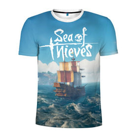 Мужская футболка 3D спортивная с принтом Sea of Thieves в Курске, 100% полиэстер с улучшенными характеристиками | приталенный силуэт, круглая горловина, широкие плечи, сужается к линии бедра | pirates | sea of thieves | пираты