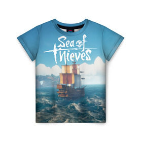 Детская футболка 3D с принтом Sea of Thieves в Курске, 100% гипоаллергенный полиэфир | прямой крой, круглый вырез горловины, длина до линии бедер, чуть спущенное плечо, ткань немного тянется | pirates | sea of thieves | пираты