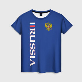 Женская футболка 3D с принтом Россия в Курске, 100% полиэфир ( синтетическое хлопкоподобное полотно) | прямой крой, круглый вырез горловины, длина до линии бедер | russia | герб | орел | патриот | российский | россия | русский | символика