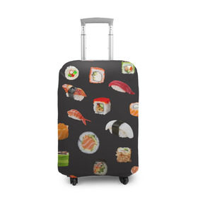Чехол для чемодана 3D с принтом Суши в Курске, 86% полиэфир, 14% спандекс | двустороннее нанесение принта, прорези для ручек и колес | food | rolls | sushi | tokyo | еда | роллы | суши | токио