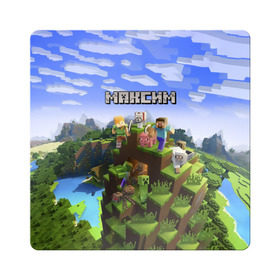 Магнит виниловый Квадрат с принтом Максим - Minecraft в Курске, полимерный материал с магнитным слоем | размер 9*9 см, закругленные углы | крипер | майнкрафт