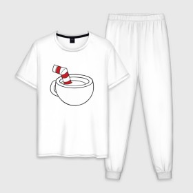 Мужская пижама хлопок с принтом Red Cuphead в Курске, 100% хлопок | брюки и футболка прямого кроя, без карманов, на брюках мягкая резинка на поясе и по низу штанин
 | cuphead