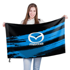 Флаг 3D с принтом Mazda MOTORs Blue в Курске, 100% полиэстер | плотность ткани — 95 г/м2, размер — 67 х 109 см. Принт наносится с одной стороны | 