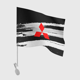 Флаг для автомобиля с принтом mitsubishi MOTORs в Курске, 100% полиэстер | Размер: 30*21 см |  машина | марка | митсубиси