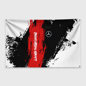 Флаг-баннер с принтом MERCEDES BENZ SPORT в Курске, 100% полиэстер | размер 67 х 109 см, плотность ткани — 95 г/м2; по краям флага есть четыре люверса для крепления | mercedes | марка | машины | мерседес