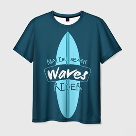 Мужская футболка 3D с принтом Malibu Beach в Курске, 100% полиэфир | прямой крой, круглый вырез горловины, длина до линии бедер | Тематика изображения на принте: 