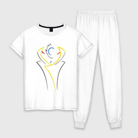 Женская пижама хлопок с принтом Zero в Курске, 100% хлопок | брюки и футболка прямого кроя, без карманов, на брюках мягкая резинка на поясе и по низу штанин | 