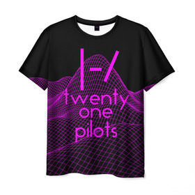 Мужская футболка 3D с принтом twenty one pilots neon music в Курске, 100% полиэфир | прямой крой, круглый вырез горловины, длина до линии бедер | группа | инди поп | синти поп