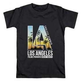 Мужская футболка хлопок с принтом Лос Анджелес в Курске, 100% хлопок | прямой крой, круглый вырез горловины, длина до линии бедер, слегка спущенное плечо. | la | для отпуска | калифорния | клуб | лето | лос анджелес | отпуск | приключение | путешествие | серф | серфинг | сша | туризм
