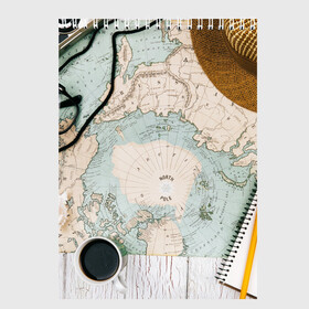 Скетчбук с принтом Тайна путешествия в Курске, 100% бумага
 | 48 листов, плотность листов — 100 г/м2, плотность картонной обложки — 250 г/м2. Листы скреплены сверху удобной пружинной спиралью | авантюра | карта | путешественник | турист