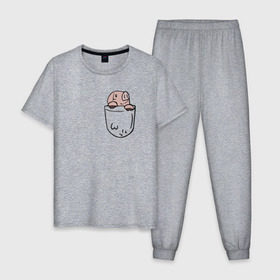 Мужская пижама хлопок с принтом Pig Sins pocket в Курске, 100% хлопок | брюки и футболка прямого кроя, без карманов, на брюках мягкая резинка на поясе и по низу штанин
 | anime | nanatsu no taizai | seven deadly sins | аниме