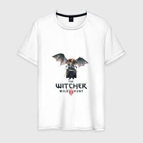 Мужская футболка хлопок с принтом Ведьмак в Курске, 100% хлопок | прямой крой, круглый вырез горловины, длина до линии бедер, слегка спущенное плечо. | wild hunt | witcher | witcher3 | ведьмак | дикая охота