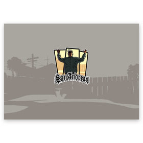 Поздравительная открытка с принтом GTA SA - Райдер v2 в Курске, 100% бумага | плотность бумаги 280 г/м2, матовая, на обратной стороне линовка и место для марки
 | Тематика изображения на принте: carl johnson | grand theft auto | gta | los santos | sa | san andreas | гта