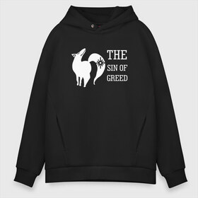 Мужское худи Oversize хлопок с принтом The sin of greed в Курске, френч-терри — 70% хлопок, 30% полиэстер. Мягкий теплый начес внутри —100% хлопок | боковые карманы, эластичные манжеты и нижняя кромка, капюшон на магнитной кнопке | Тематика изображения на принте: anime | nanatsu no taizai | seven deadly sins | аниме