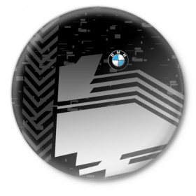 Значок с принтом BMW SPORT в Курске,  металл | круглая форма, металлическая застежка в виде булавки | bmw | бмв | марка | машины