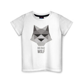 Детская футболка хлопок с принтом Big Bad Wolf в Курске, 100% хлопок | круглый вырез горловины, полуприлегающий силуэт, длина до линии бедер | duck sauce | абстракция | большой | вой | волк | животное | заяц | крутая | крутой | ну погоди | песня | серый | треугольник | хищник