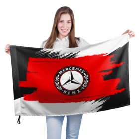 Флаг 3D с принтом Mercedes Sport в Курске, 100% полиэстер | плотность ткани — 95 г/м2, размер — 67 х 109 см. Принт наносится с одной стороны | 