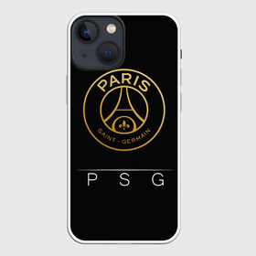 Чехол для iPhone 13 mini с принтом PSG Gold в Курске,  |  | Тематика изображения на принте: champions | france | germain | gold | league | neymar | paris | psg | saint | лига | псж | франция | чемпионов