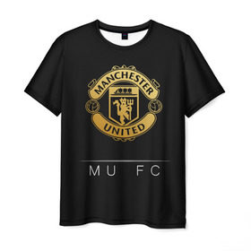 Мужская футболка 3D с принтом MU Gold в Курске, 100% полиэфир | прямой крой, круглый вырез горловины, длина до линии бедер | champions | england | league | manchester | united | лига | манчестер | чемпионов | юнайтед