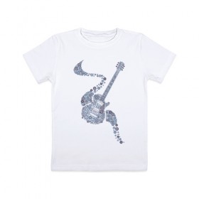 Детская футболка хлопок с принтом Гитара в Курске, 100% хлопок | круглый вырез горловины, полуприлегающий силуэт, длина до линии бедер | гитара | инструмент | круги | кружева | музыка | рок | стиль